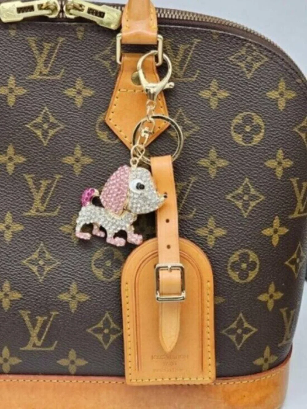 Authentic Louis Vuitton Luggage Tag with Unbranded Keycharm, Keychain